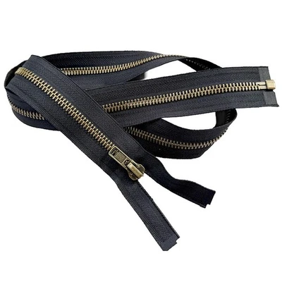 Cremalleras de chaqueta JN#8 antiguas separadoras de metal de latón, extremo abierto - marrón septiembre 570JN Foto 1 de 4