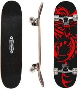ChromeWheels 31 inch Skateboard Double Kick Skate Board Cruiser Longboard Red - Picture 1 of 9