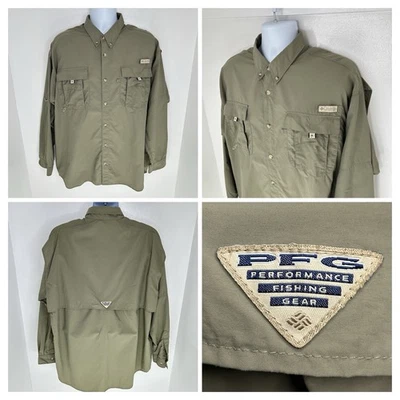 Camisa de pesca Columbia PFG para hombre XL verde ventilada forrada con botones manga larga Foto 1 de 4