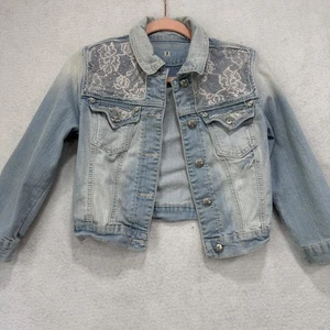 Miss Me Jacket Womens Small Blue Denim Lace Embellished Jean Western Style - Picture 1 of 10