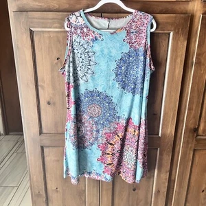 UNBRANDED-WOMEN'S Floral Print Sleeveless T-Shirt Dress With Pockets Size 3XL - Picture 1 of 9