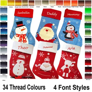 Personalised Embroidered Deluxe Xmas Stocking Nordic Christmas Red Blue Luxury - Picture 1 of 12
