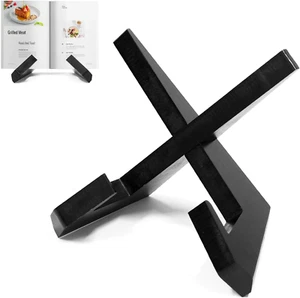 Black Wooden Cookbook Stand Recipe Book Holder Counter Tabletop Wooden Plate Dis - Picture 1 of 12