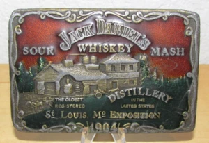 Vintage Jack Daniels Sour Mash Whiskey emaillierte Gürtelschnalle - Bild 1 von 2