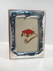 Cornice argento 925 , Laurea, moderna,lucida, legno rosso. Idea Regalo. - Foto 1 di 4