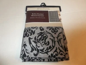 New Robin Flocked Shower Curtain Gray/Black - Picture 1 of 2