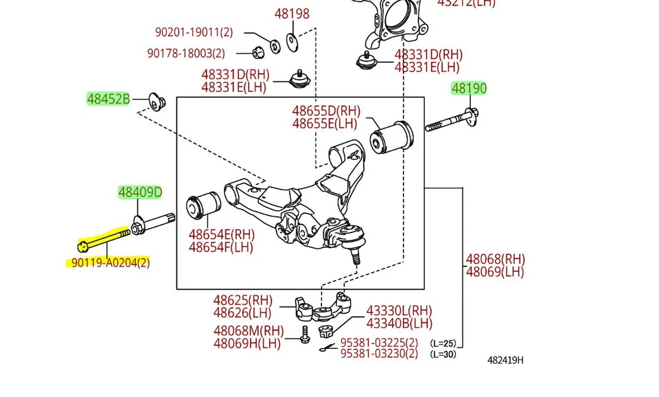 Kit de pernos de ajuste de inclinación inferior Sequoia genuino OEM OE Toyota Tundra 2007-2021 Foto 1 de 1