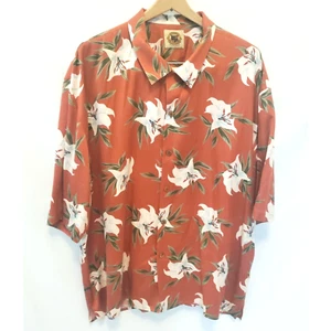 Hawaiian Silk Short Sleeve Men's Shirt Size XXL Pusser's West Indies Red/Orange - Picture 1 of 7