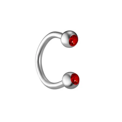 5X Multicolor Crystal Horseshoe Nose Ring Steel Bar Barbell Ear Lip Piercing 16g - Image 1 of 4