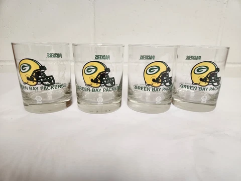1997 Super Bowl XXXI Champions Green Bay Packers NFL Rocks Glass *RARE*Set of 4! Cover