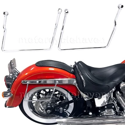 1984-up Harley Davidson Softail Saddlebag Support Brackets Bar Mount Chrome - Image 1 of 4