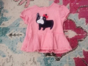 GUC gymboree girls bulldog shirt top red stripes 3t toddler cute dog with bow - Picture 1 of 2