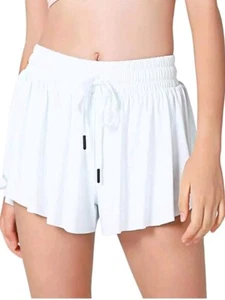 Girls Butterfly Athletic 2 In 1 Shorts Kids Flowy Hidden Pocket White Size Small - Picture 1 of 4