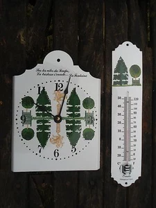 THERMOMETRE+ HORLOGE PENDULE EMAILLES NEUFS FONCTIONNELS FAB. FRANCAISE AFFAIRE - Picture 1 of 1