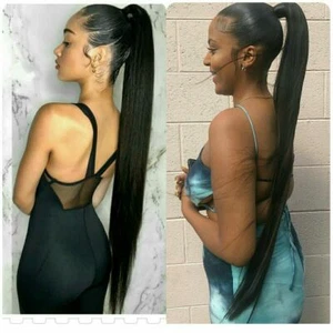 28" 30" 100% Real New Clip In REMY HUMAN Hair Extension Ponytail Wrap Around120g - Picture 1 of 36