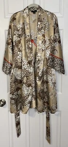 Jones New York Chemise Nightgown & Robe Set Size M Brown Animal Print Floral - Picture 1 of 15