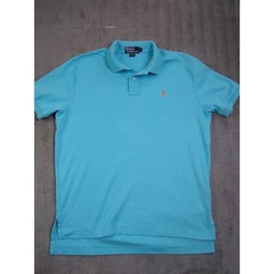 Vintage Ralph Lauren Polo Shirt Adult Large Blue Orange Red Pony Preppy Men - Picture 1 of 8