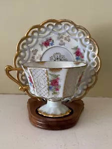 Antique Japanese Five M Porcelain Cup and Saucer - Picture 1 of 9