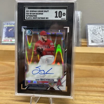SGC 10 2021 Bowman Draft Chrome 1st RAYWAVE Auto SAM BACHMAN SSP CDA-SB Angels - Image 1 of 2