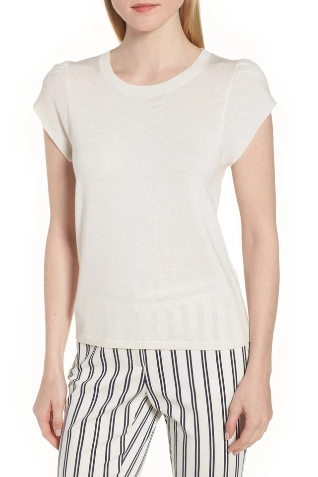 Suéter Nordstrom Signature Manga Tulipán Seda y Cachemira Marfil Talla L L69817 Foto 1 de 1