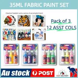 4PK 12 Colours x 35ml Fabric Paint Set Signature Textile Frabic Dye Arts Craft - Picture 1 of 19