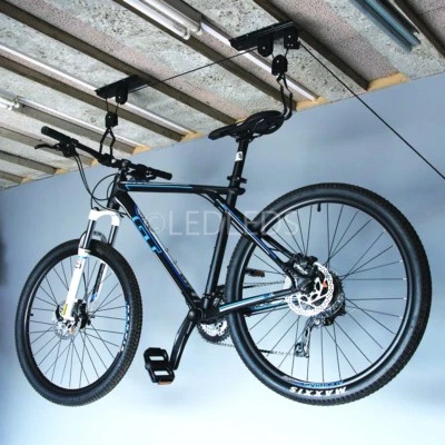 LED LEDS SUPPORTO APPENDI BICI MTB STAFFA BICICLETTA SOFFITTO GARAGE CARRUCOLA GANCIO