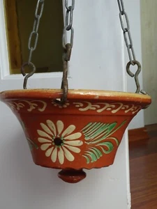 VINTAGE POTTERY TERRACOTTA PLANTER HANGING FRANCE ALSACE SOUFFLENHEIM 1920s' - Picture 1 of 18