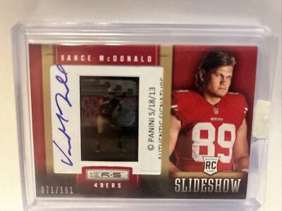 2013 ROOKIES STARS AUTO AUTOGRAPH VANCE MCDONALD ROOKIE CARD #71/101 49ERS - Image 1 of 2