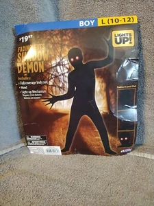 Fading Eyes Shadow Demon Halloween Costume Boys L 10-12 Lights Up NEW Bodysuit - Picture 1 of 6