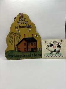 Painted Slate Beehive “Bee It Ever So Humble… with Small Pig Welcome Slate - Picture 1 of 6