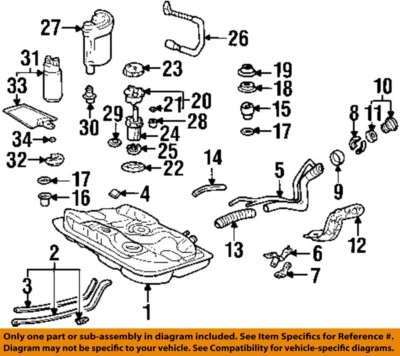 Used Fuel Pump fits: 2000 Chevrolet Prizm Pump Assembly Grade A Foto 1 de 2