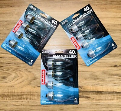 12 Bulbs Feit Electric 40W Clear Chandelier Straight Tip Standard Base - Image 1 of 2