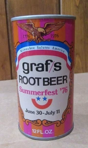 Clean Graf/s Root Beer Summerfest 1976 12oz Steel Soda Can Milwaukee, Wisconsin - Picture 1 of 6