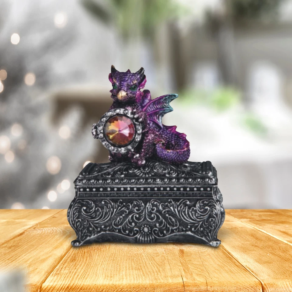 FC DESIGN 4" high Purple Dragon Trinket Box Ornament Home Decor Unique Gift