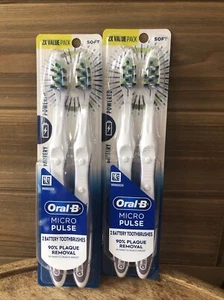 2 Packs Of 2 4 Total Oral-B Micro Pulse Battery Toothbrushes Plaque Removal - Picture 1 of 5