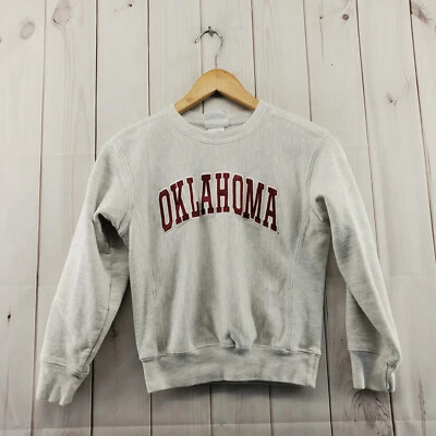 Oklahoma Sooners Sweatshirt Boys NCAA Long Sleeve Reverse Weave Gray Red Logo - Image 1 of 4