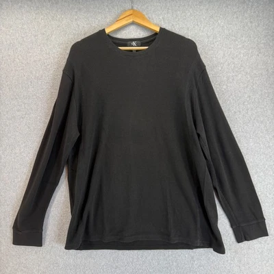 Calvin Klein Black Long Sleeve Waffle Knit Crew Neck Casual Thermal Mens Sz XXL - Image 1 of 4
