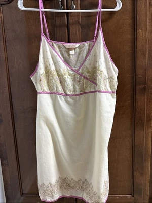 Cacique Ropa de Dormir Vestido Camisón 100% Algodón Blanco Off Con Cuentas Talla 18 20 Foto 1 de 4