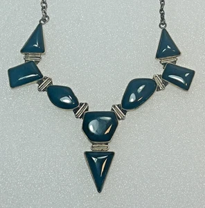 Collar llamativo vintage de plata de ley 925 de ónix 73,5 g palanca geométrica de 16" - Imagen 1 de 6