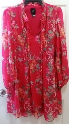 NWT Jessica Howard Womens Long Sleeve Floral Shift Dress Sz M Pink Boho Career - Image 1 of 4