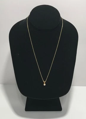 Delicado collar de cuerda de 14K colgante con astillas de diamantes de oro amarillo de 10k 18" Foto 1 de 4