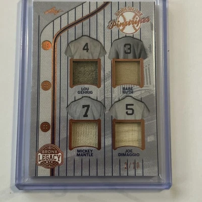 LOU GEHRIG BABE RUTH MICKEY MANTLE JOE DIMAGGIO BRONX LEGADO RELIQUIA CUÁDRUPLE #D/10 Foto 1 de 2