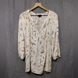 JNY Floral Balloon Sleeve Top Womens 1X Pink Cottagecore Peasant Retro 90s Y2K - Picture 1 of 8