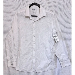 Bar III Men's Slim Fit Stretch Button Down Shirt White Size L - Picture 1 of 5