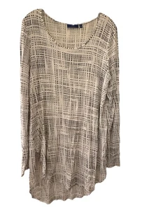Women’s Apt 9 SZ L Long Sleeve T-shirt Top Black/White Very Lightweight Soft - Picture 1 of 9