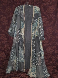 Magnolia Pearl Blue Patchwork Duster Jacket Coat - Picture 1 of 7