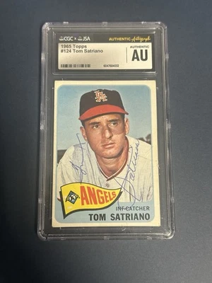 Tom Satriano Autographed 1965 Topps Trading Card Angels Red Sox JSA CGC - Image 1 of 3