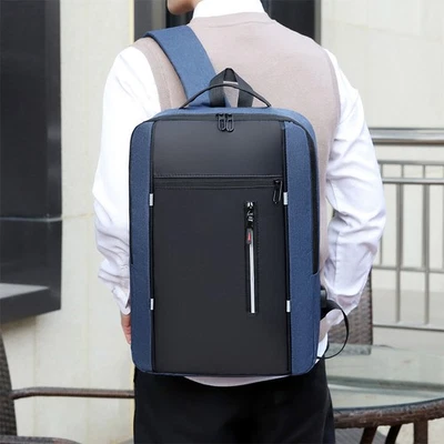 Men Women Laptop Backpack Travel Business Shool Book Bag w/USB Port Blue - Image 1 of 4