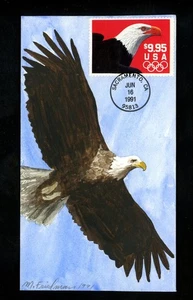 US FDC #2541 Friedman Hand Drawn HD Painted HP 1991 CA Express Mail Eagle - Picture 1 of 2
