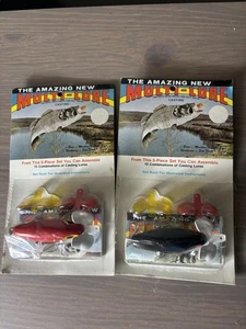 2 Vintage New in Package Multi-Lure 5 Piece Set Red Racer Black Frog- 3 inch - Picture 1 of 3